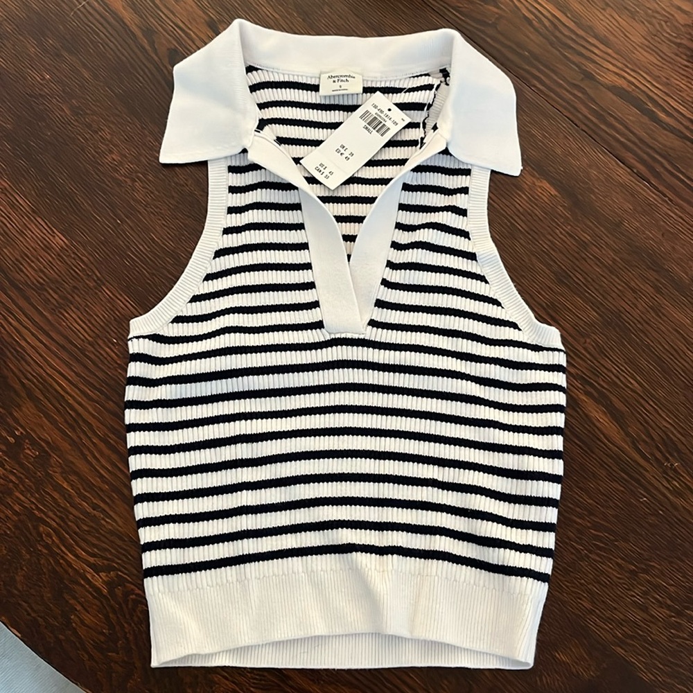 Abercrombie & Fitch stripe tank with collar